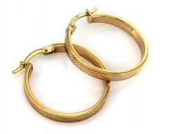 Lovrin Arany fülbevaló 585 időtálló karika, mart mintával díszített, 35mm-es, angol kapcsos, 14k