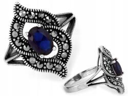 Lovrin Női ezüst gyűrű 925 markazitokkal és zafír cirkóniával, 17-es méret (55517316)