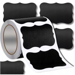  Papír matricák címkék tekercsen ajándékokhoz, üvegekhez, barkácsoláshoz, fekete, 120 db