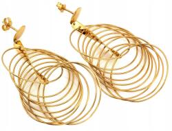 Lovrin Arany fülbevaló, nagy, hosszú, mozgó karikákkal, 585-ös, lógós, stekkeres rögzítésű
