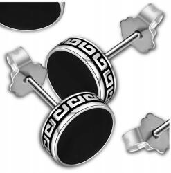  Ezüst színű fekete karika fülbevaló fake (ál) alagút kerek punk 6 mm férfi női (Kolczyki unisex fake tunel srebrne 6 mm)