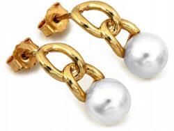 Lovrin Arany fülbevaló 585 összefonódó szemekkel, gyöngy golyóval, stekkeres 2.43g (Lovrin)