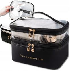 EdiBazzar Kozmetikai táska Utazótáska Organizer fekete női csomagtartó átlátszó (KOSMETYCZKA DAMSKA PODRÓŻNA DO TOREBKI torby)