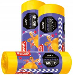 Paclan Szemetes Zsák Paclan Fülekkel, Fogantyúval, Tekercs, 15 Darab, 60 Literes, Sárga (134506)