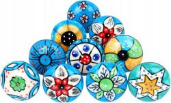  Kerámia Gomb Fogantyú Komódhoz, Konyhához, Kék, Díszített, 10 Db-os Szett Szekrényekhez, Fiókokhoz (AJ-BLUE)