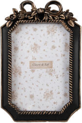 Clayre & Eef Rama foto perete / masa polirasina neagra aurie 13x2x20 cm, 10x15 cm (2F1161)