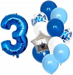  12 db-os kék színű Lufik , 3 éves fiúknak, gyerek születésnapjára