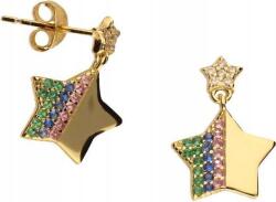 Lovrin Ezüstözött, 925-ös ezüst fülbevaló, csillag és cirkónia köves, elegáns design, ajándéknak is kiváló (Lovrin 46369)