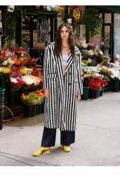 Nasty Gal Fehér-fekete Laza Klasszikus Oversize Kabát Gallérral Nasty Gal 42