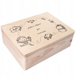 Creative Deco Fadoboz ajándékként, iskolai emlékek tárolására, gyermekeknek, gravírozott, 40x30 cm (JANCDSD140BCUSTOMSCHOOLBOYBASICFBM)