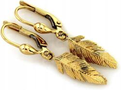  Arany fülbevaló 375 eredeti, lógó toll formájú, 1.82g, női, elegáns, 9 karátos