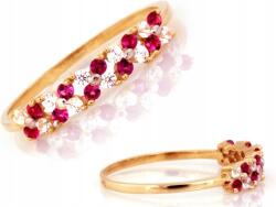 Lovrin Arany gyűrű 585 apró kövekkel, sok cirkóniával, 12-es méret, 14 karátos