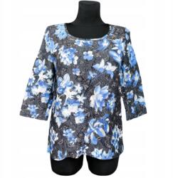 Esprit Női hosszú ujjú póló, kényelmes, fekete, kék virágokkal, 38-as méret (UB000202)
