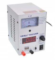 Yihua Egycsatornás laboratóriumi tápegység Yihua 1502 15V 2A Usb teszter Rf szabályozás (00042321)
