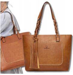 EdiBazzar Női A4-es Shopper táska nagy tágas klasszikus barna bőrhatású öko bőr (5905884089958)