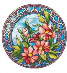 Coricamo Keresztszemes hímzés Hímző szett ólomüveg virágok (Z 10771)