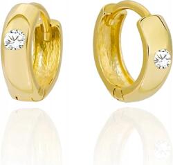 Lovrin Arany fülbevaló 585 széles karika cirkónia kővel a közepén, zsanéros ajándék (Lovrin 86143)
