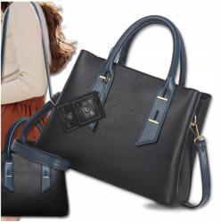 Bad&Bags Női Bőr Kézitáska Fekete Válltáska Tágas Elegáns Doboz Táska (Torebka czarna damska na ramię BAD&BAGS)