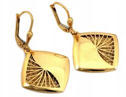 Lovrin Arany fülbevaló 585 14kt áttört mintás felfújható négyzetek angol kapcsos 3.50g (Lovrin)