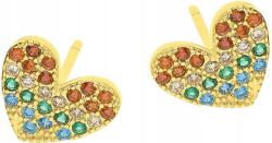 Lovrin Ezüstözött, aranyozott 925-ös ezüst Szív fülbevaló Cirkónia kövekkel, női, elegáns, stekkeres (Lovrin 57719)