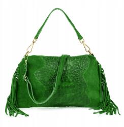 Beltimore Női olasz bőr kézitáska croco rojtos öv (Z24green)