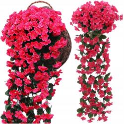  Piros művirágok függő virágfüzér borostyán petúnia 1db (Girlanda kwiatowa surfinia czerwona sztuczne)
