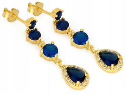 Lovrin 925-ös sterling ezüst fülbevaló, aranyozott, cirkóniákkal és zafírokkal, 3, 67 g, látványos (62501665)