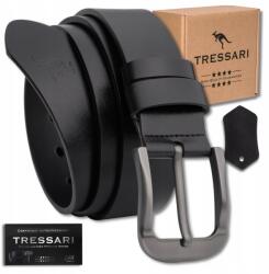 Tressari Elegáns Öv Tressari fekete férfi bőr farmer 100% valódi bőr (TRESSARI Klasyczny męski pasek 125 cm jeansów)
