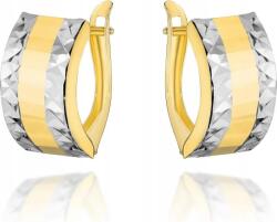 Lovrin Széles, 585-ös arany fülbevaló gyémántcsiszolással, kétféle arany színben, gyönyörű 14 karátos (lovrin85784)