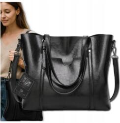 Bad&Bags Bőr kézitáska nagy mosómedve Bad&bags klasszikus városi válltáska A4 (Duża torebka damska BAD&BAGS czarna)