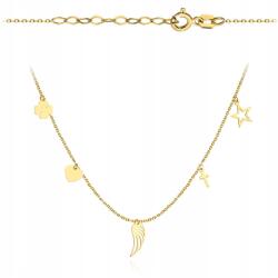 Lovrin Arany nyaklánc 585 szív és lóhere medállal, súlya 0.96g, állítható 43+2 cm (59714945)