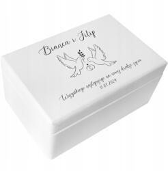 Creative Deco Esküvői doboz gravírozás ajándék esküvő esküvői boríték ajándék 30x20x14 (JANCDSD130BCUSTOMWEDDOVESTPTFBM-W)
