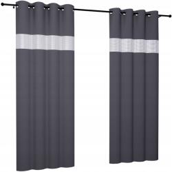 NOW-ART Kész függöny cirkóniákkal 145x220 nappali függönyök gyémántok (Zasłonki butelkowa zieleń grafit)