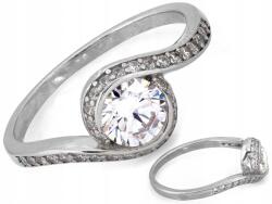 Lovrin Ezüst gyűrű 925-ös finomságú, "mijanka" mintával, központi cirkónia kővel és díszített sínnel