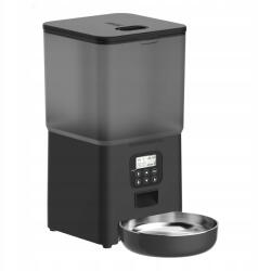 5, 6 literes automata gombos macskaetető rozsdamentes acél tálakkal, hangrögzítővel (FXDK-5.6L-B)