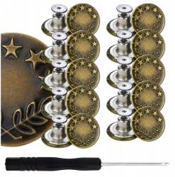  Gombok 10 db-os készlet fém gomb kerek nadrághoz díszítő 17 mm (Metalowe złote guziki do spodni okrągłe)