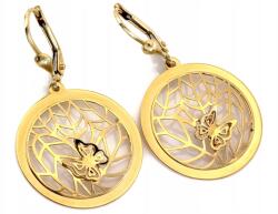 Lovrin Arany 585-ös függő fülbevaló pillangóval és áttört mintával, angol stílusú, divatos (Lovrin96531)
