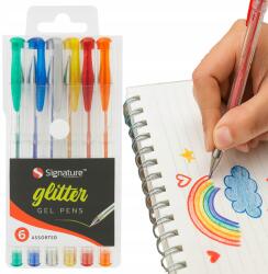 Signature Csillámos toll készlet, vékony hegyű, rajzoláshoz, kreatív zselés tollak (8657)