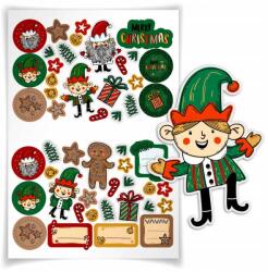 Allbag Karácsonyi Matricák ELFek Díszítő Matricák Ajándékokra Ív Díszes (NAKLEJKA093)