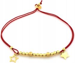 Lovrin Ezüst 925 karkötő aranyozott golyókkal és charmokkal piros zsinóron (Lovrin)