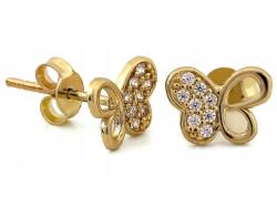 Lovrin Pillangó Fülbevaló 585 14k Sárga Arany Cirkónia Kövekkel 1.07g Fényes Divatos (45934273)