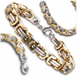  Férfi karkötő sebészeti acélból, fonott, széles páncél lánc, 22 cm (Bransoletka męska stal chirurgiczna pleciona)