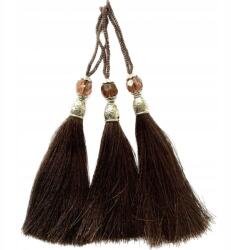 Gipiurowo Ezüst színű gyöngyökkel díszített fülbevaló, barna, 12 cm (chwost)