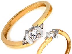 Lovrin Két színű arany gyűrű 585, cirkóniákkal díszítve, 2.11g, 15-ös méret, ajándékba (Lovrin)
