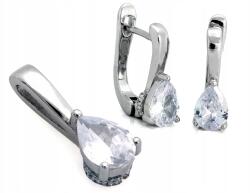 Lovrin Ezüst 925 fülbevaló és medál cirkónia kővel, csepp alakú, ajándék szett (Lovrin)