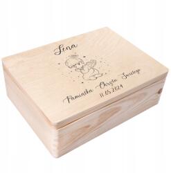 Creative Deco Keresztelői doboz gravírozással, ajándék, szent keresztelő emlék, 40x30x14 cm (JANCDSD140BCUSTOMBAPTISMANGELTPTFBM)