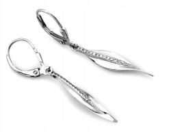 Lovrin Klasszikus hosszú, csavart ezüst fülbevaló 925-ös finomságú, cirkónia kövekkel, elegáns mintával (Lovrin)