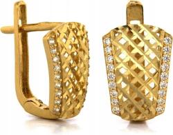 Lovrin Női arany fülbevaló 585-ös Angol záras, mart, fényes cirkónia kövekkel (Lovrin)