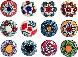  Színes Kerámia Gombok Mintákkal 12 Db Szekrényekhez Fiókokhoz Díszítő (NCN-10)