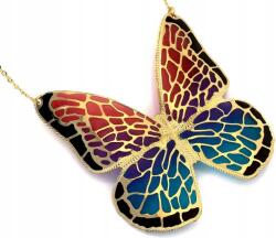 Lovrin Arany 585 nyaklánc nagy, színes zománcos pillangóval, r45 ajándékba, 14K